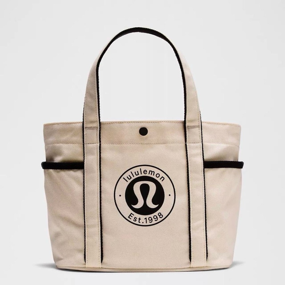 Lululemon Daily Multi-Pocket Mini Canvas Tote Bag 6.5L- Natural/Black